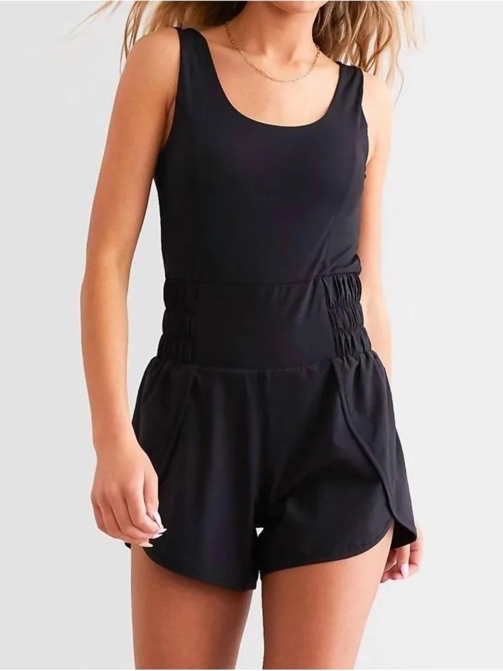 Mono B Black Scoop Neck Sleeveless Romper